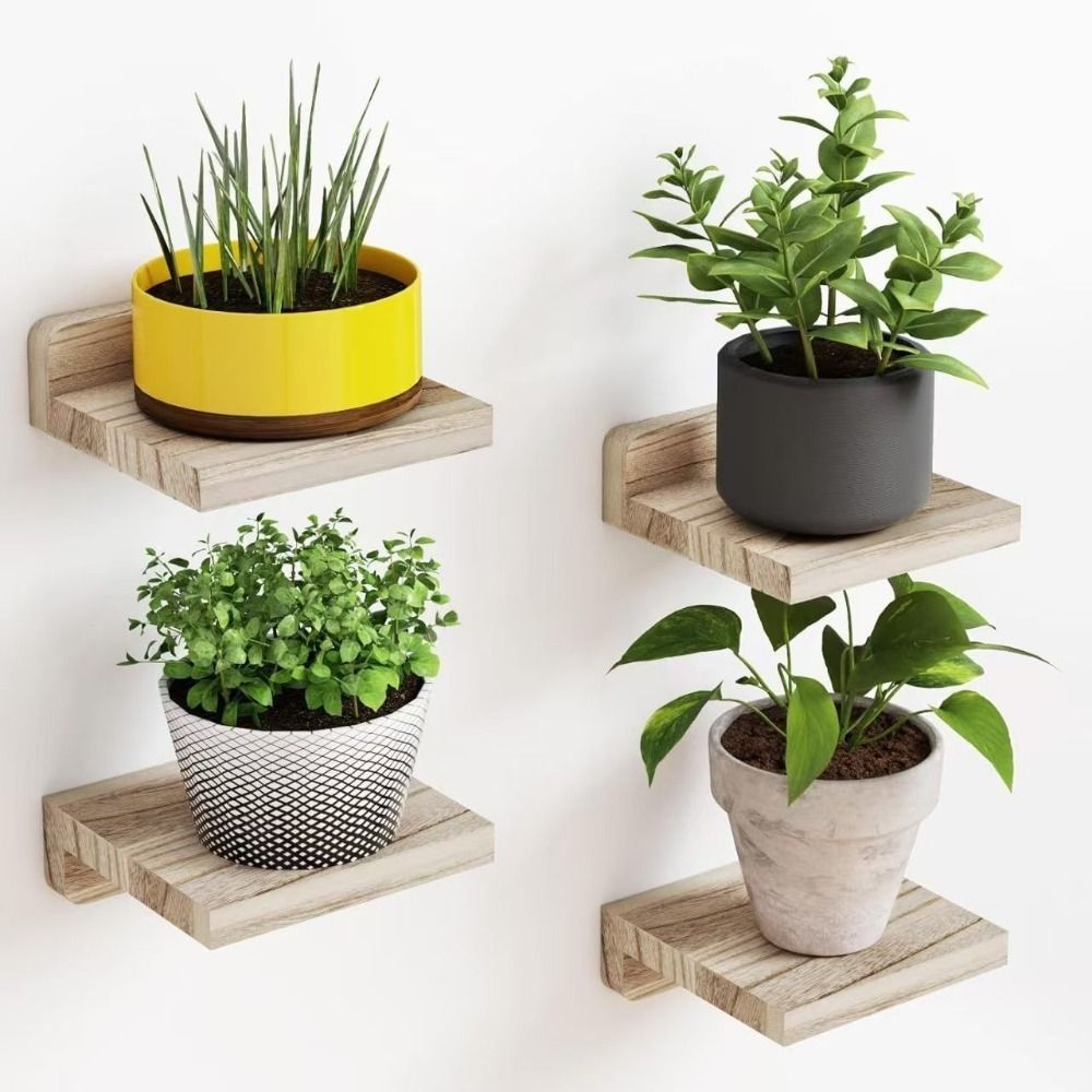 4PCS Wood Small Floating Shelv - Flower Wall Panel recension och pris