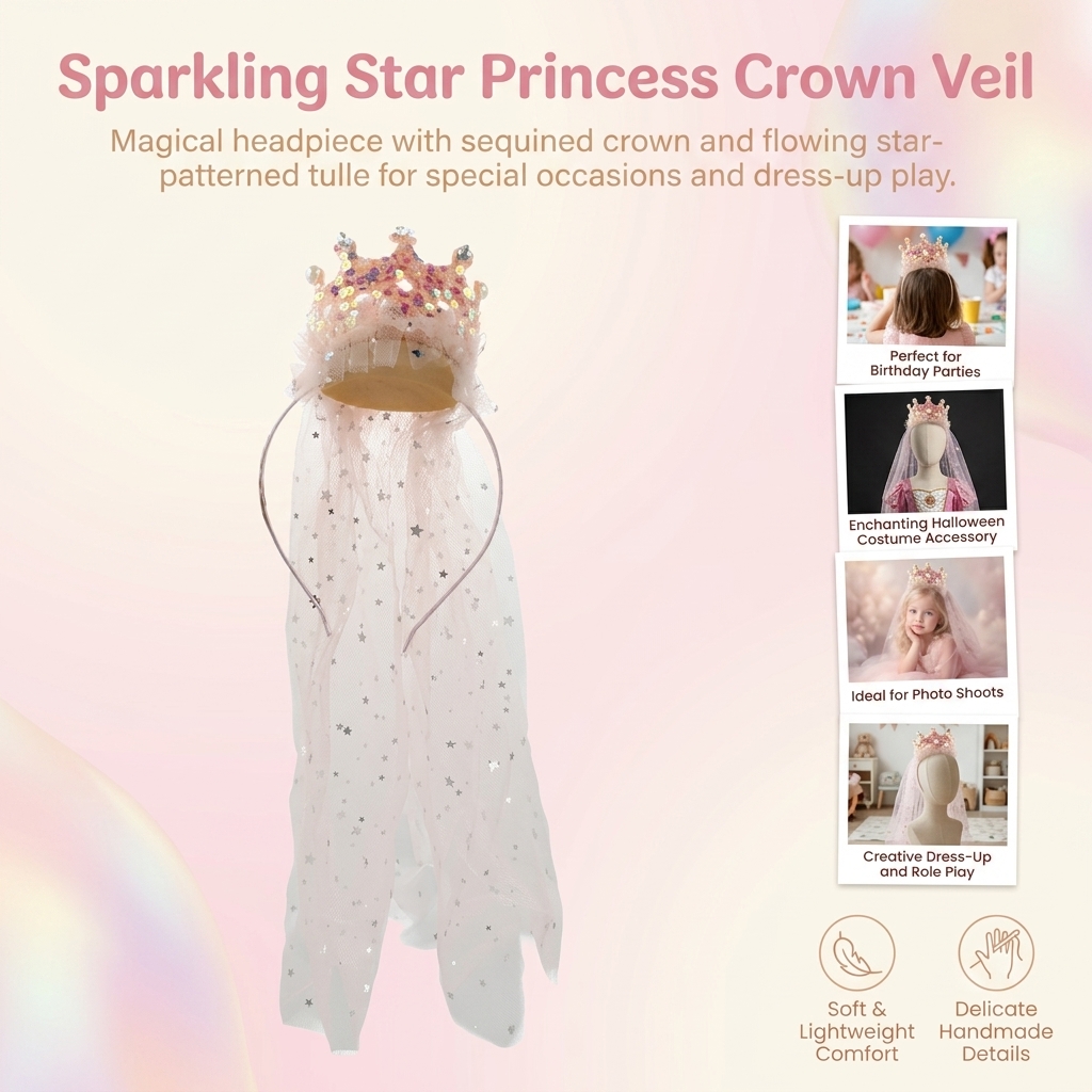 Princess Crown Veil Headbands  - Glitter Tablecloth recension och pris
