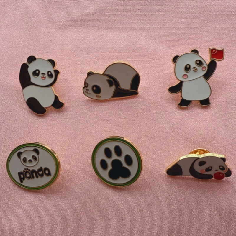 6pcs Cartoon China Panda Badge - Event Party recension och pris