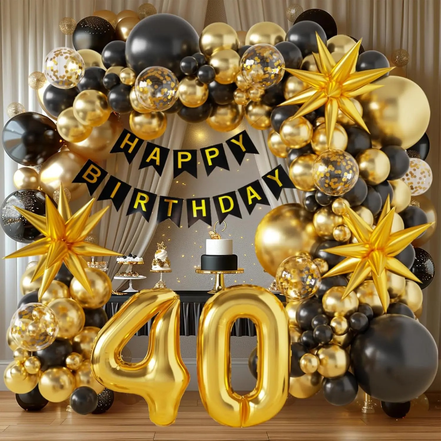 40/50/60th Birthday Decoration - Party Banner Gold recension och pris