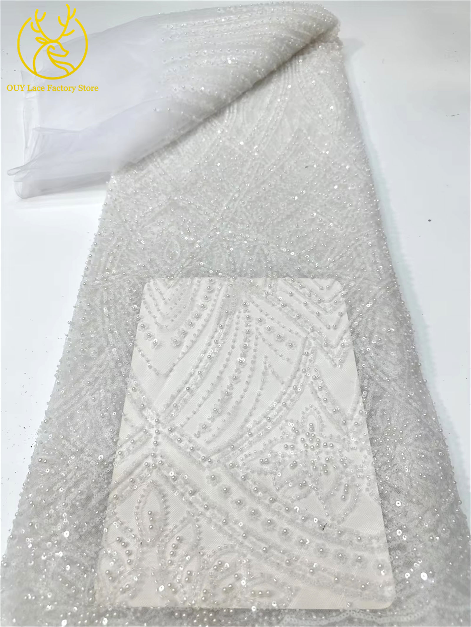 African Gold Beaded Lace Fabri - Glitter Tablecloth recension och pris